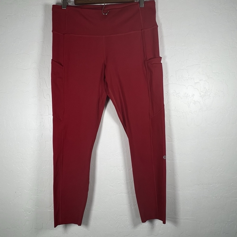 Lululemon Fast Free 7/8 Tight II Non-Reflective Nulux 25" Sz 12 Pockets Dark Red